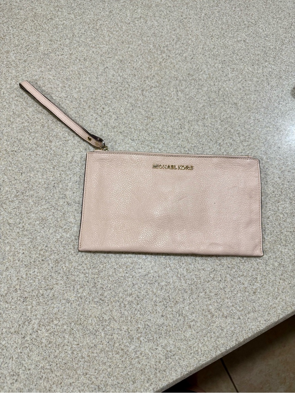 Michael Kors Pale Pink Pebbled Leather Wristlet Clutch